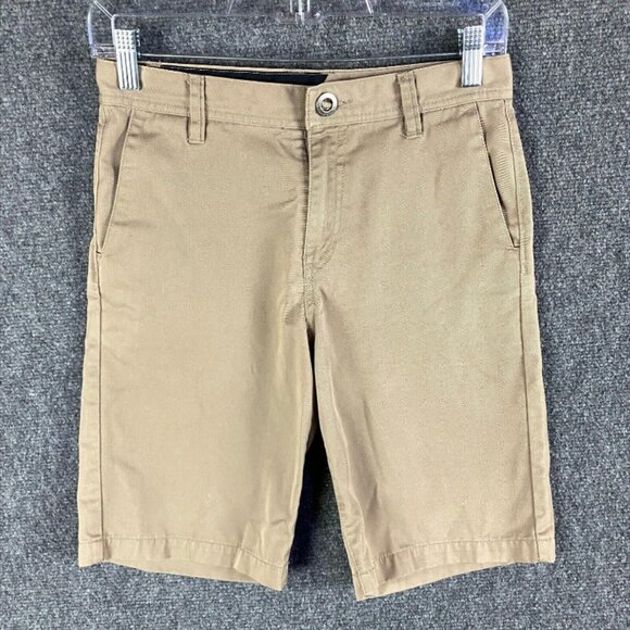 Volcom Shorts Boys 14Y 27 Waist Beige Casual Slash Pockets Polyester Blend‎ - Picture 1 of 8